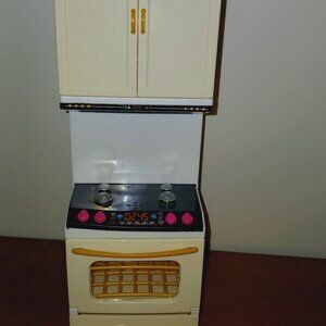 Playscale Barbie size dollhouse stove oven cabinet fashion doll white furniture